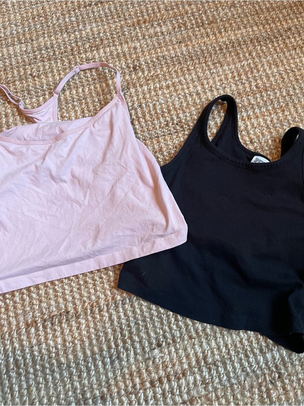 Two VICTORIAS SECRET PINK BRA CAMISOLES  SZ MEDIUM